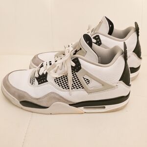 Air JORDAN RETRO 4 Military Black White and Gray Men's Sneakers